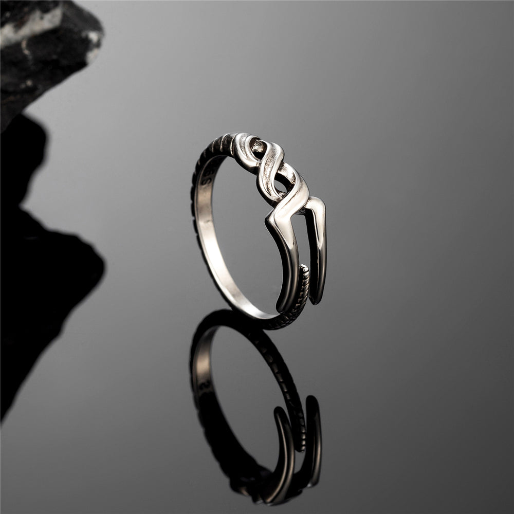 Bague Viking Femme Anneaux Nordique Amulette Viking Redimentionnable en Argent Sterling 925