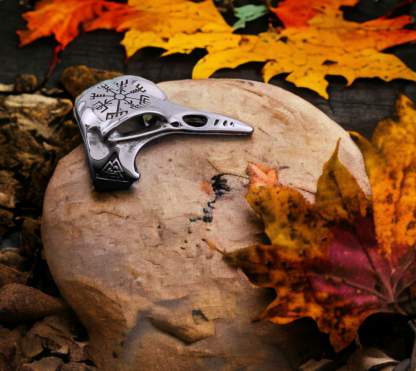 Bague Viking Corbeau - Bijoux Viking Scandinave en Acier Inoxydable Idéal pour Cadeaux Homme Bijoux Original