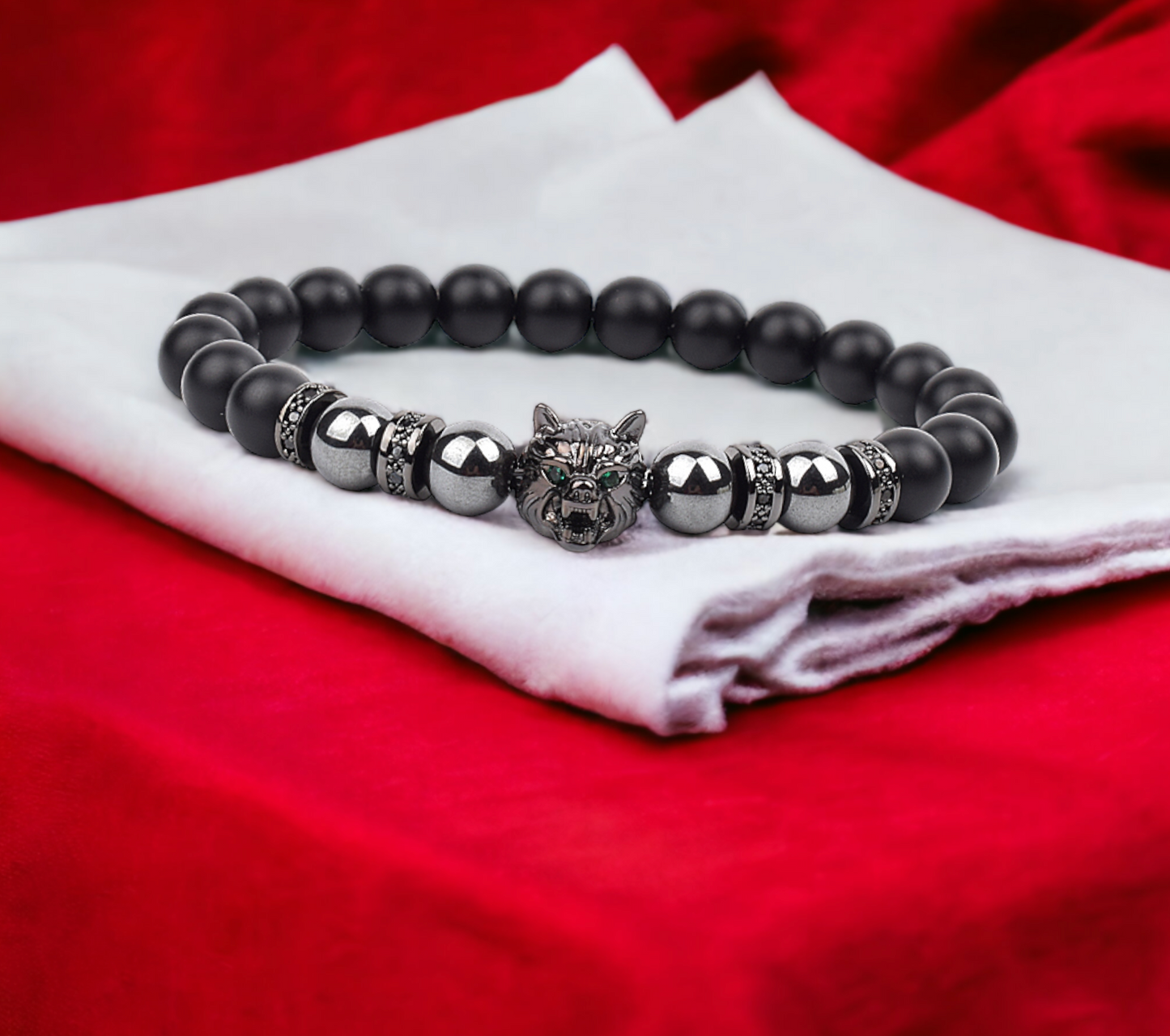 Bracelet Celtique en Pierre Naturelle Hematite fait à la Main Idéal Cadeau Femme Homme Bijoux Original