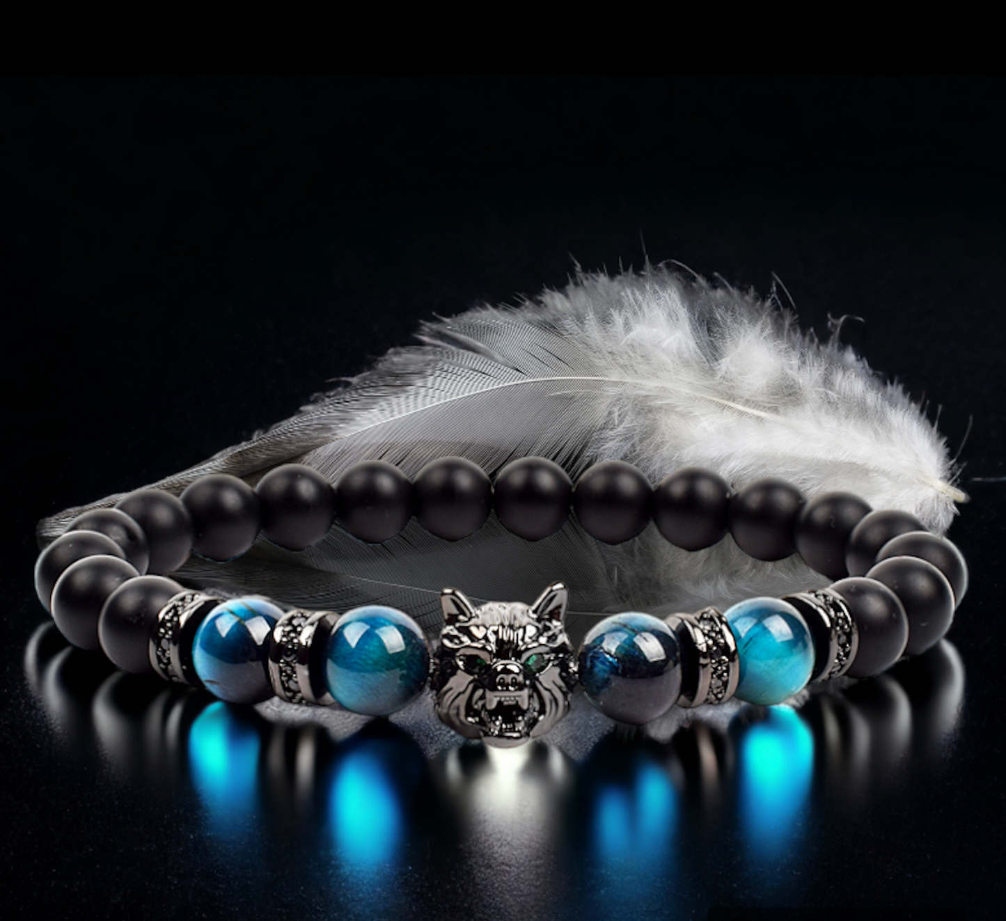 Bracelet Celtique en Pierre Naturelle Quartz Blue Tiger Eye fait à la Main Idéal Cadeau Femme Homme Bijoux Original