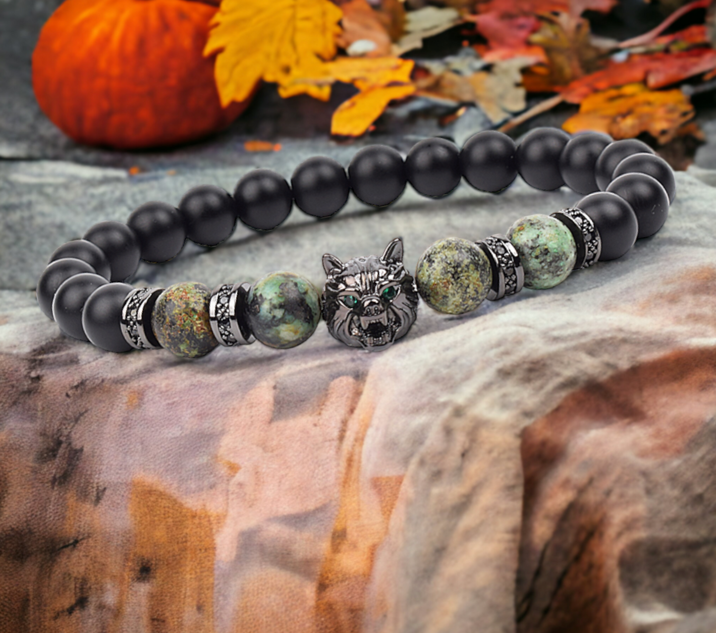 Bracelet Celtique en Pierre Naturelle Turquoise Africaine fait à la Main Idéal Cadeau Femme Homme Bijoux Original