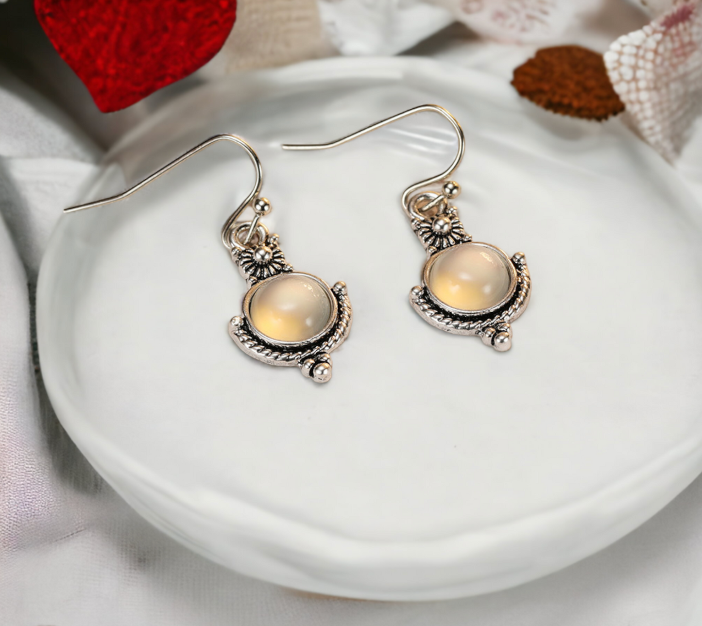 Boucles d'oreilles Celtique en Pierre de Lune, Bijoux Celtique, Boucles d'oreilles femme, faites à la main Idéal cadeau Femme