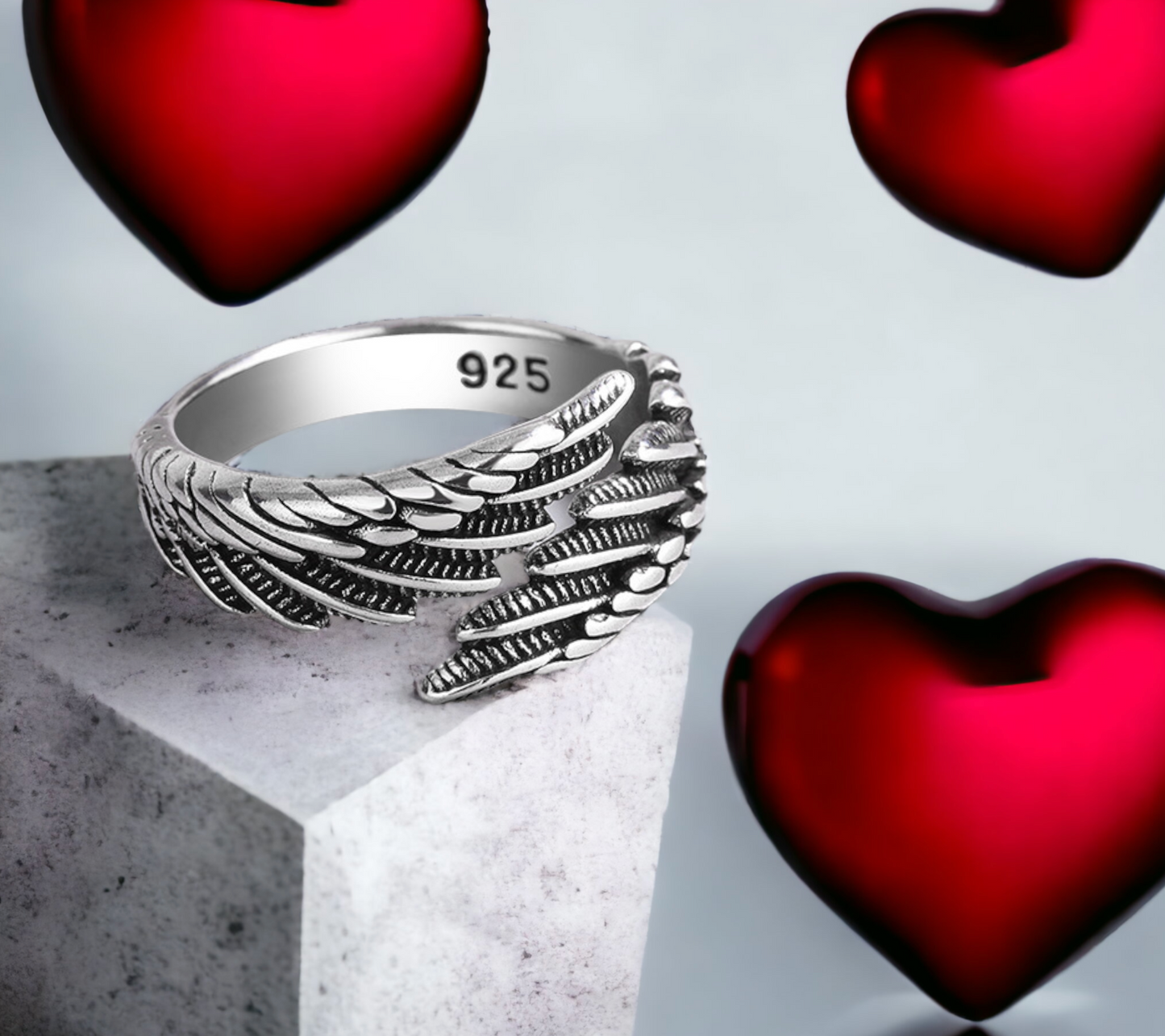 Bague Celtique en forme d'Ailes D'Ange - Redimentionnable - en Argent Sterling 925 Anneaux Nordique Celtique Idéal Cadeau Femme