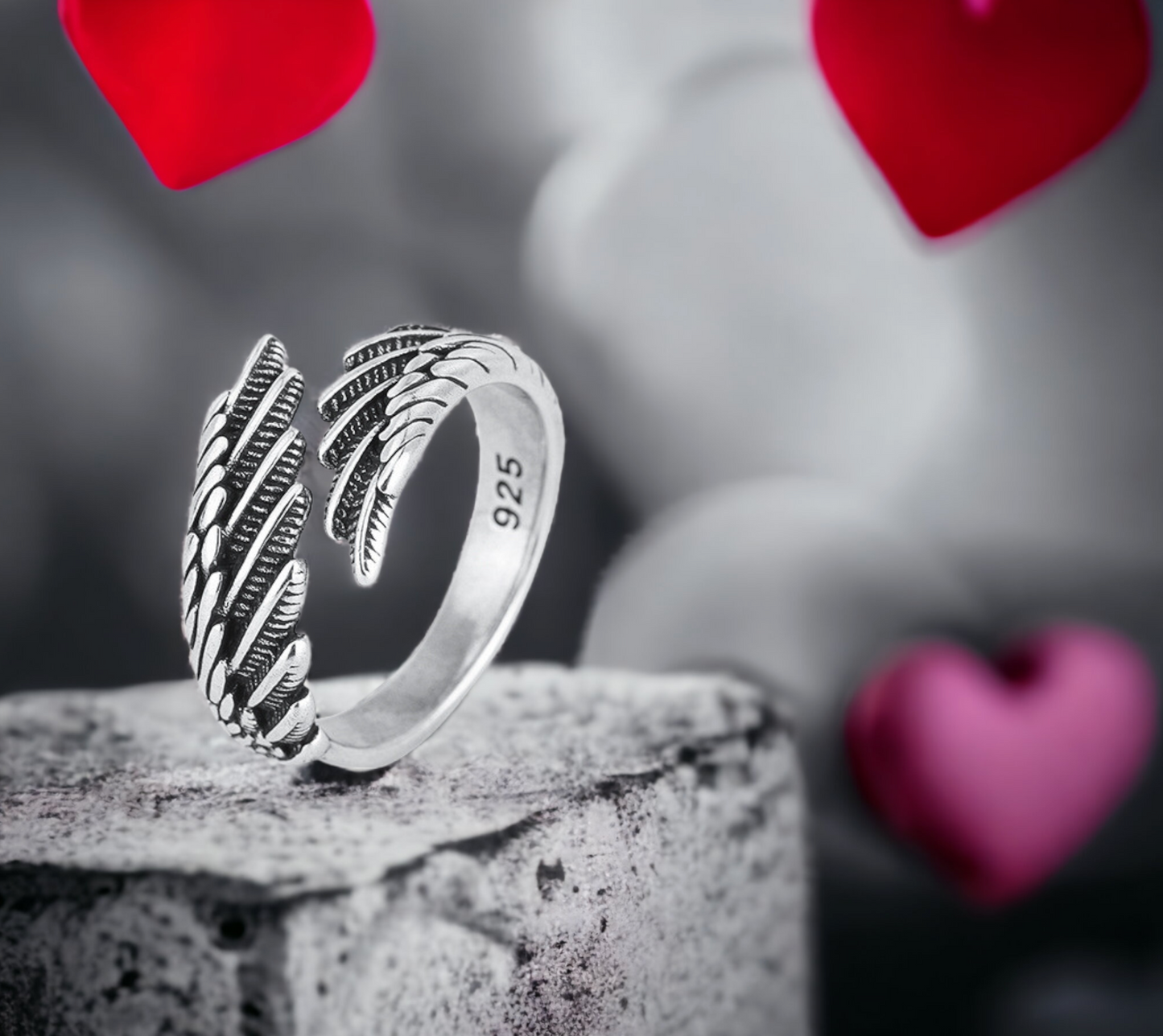 Bague Celtique en forme d'Ailes D'Ange - Redimentionnable - en Argent Sterling 925 Anneaux Nordique Celtique Idéal Cadeau Femme