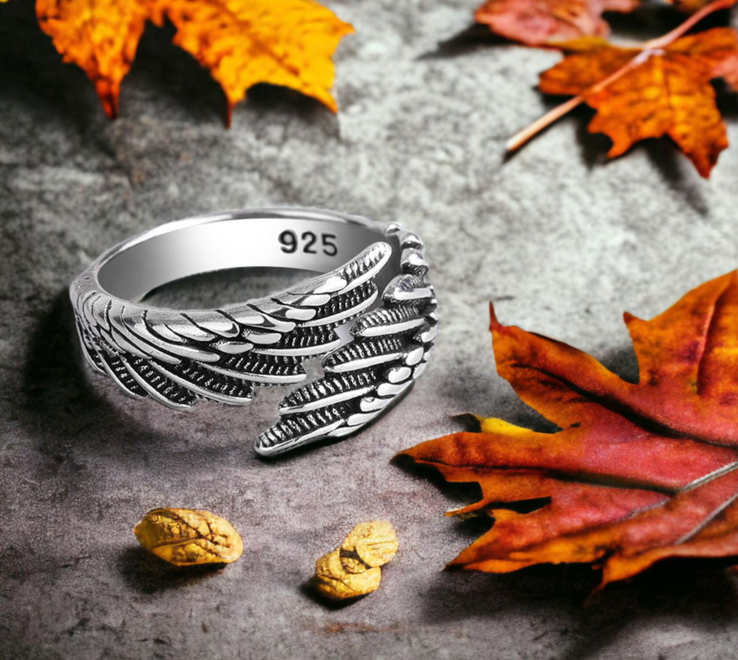 Bague Celtique en forme d'Ailes D'Ange - Redimentionnable - en Argent Sterling 925 Anneaux Nordique Celtique Idéal Cadeau Femme