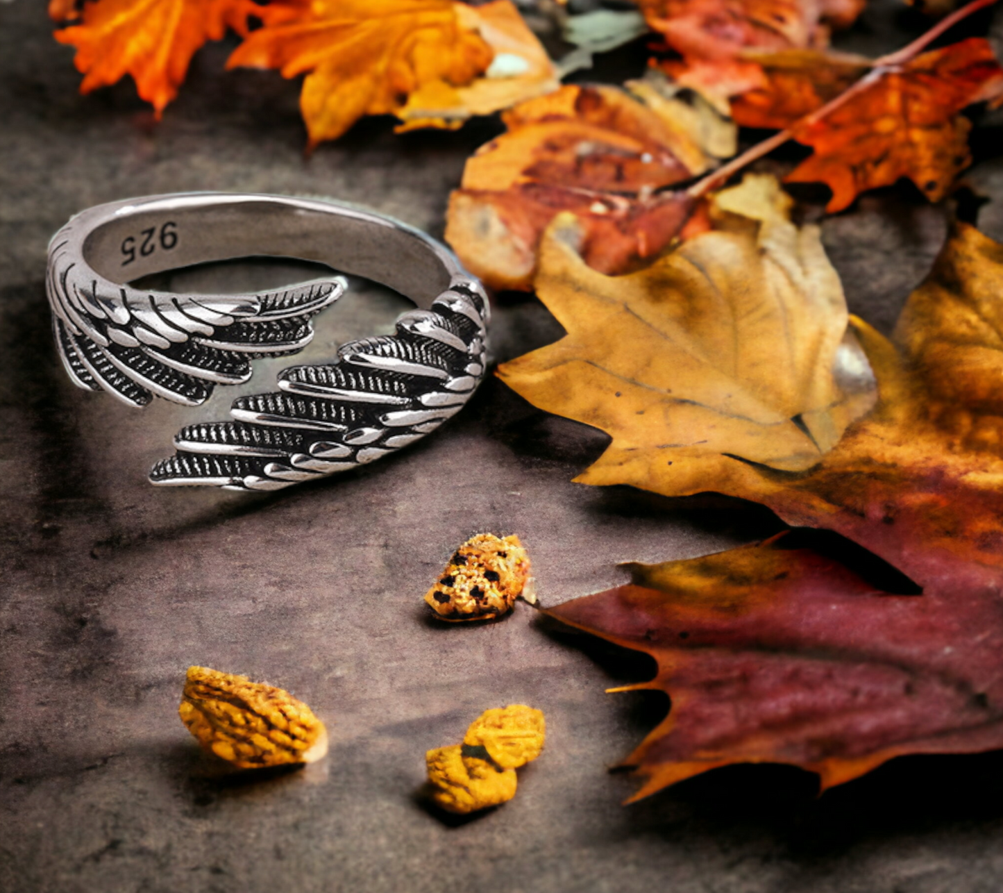 Bague Celtique en forme d'Ailes D'Ange - Redimentionnable - en Argent Sterling 925 Anneaux Nordique Celtique Idéal Cadeau Femme