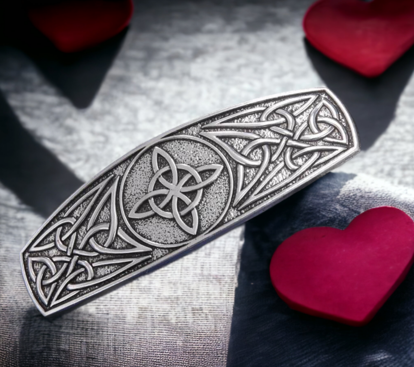 Barrette, Broche à Cheveux Noeud de Sorcière Viking Celtique Amulette de Protection en Métal Couleur Argent Antique Idéal Cadeau Original