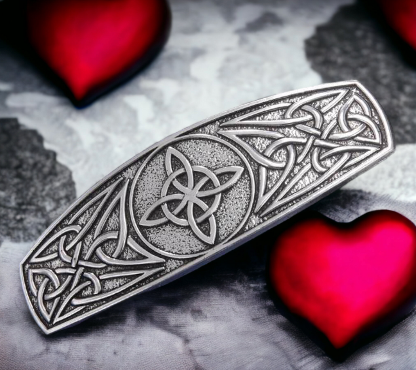 Barrette, Broche à Cheveux Noeud de Sorcière Viking Celtique Amulette de Protection en Métal Couleur Argent Antique Idéal Cadeau Original