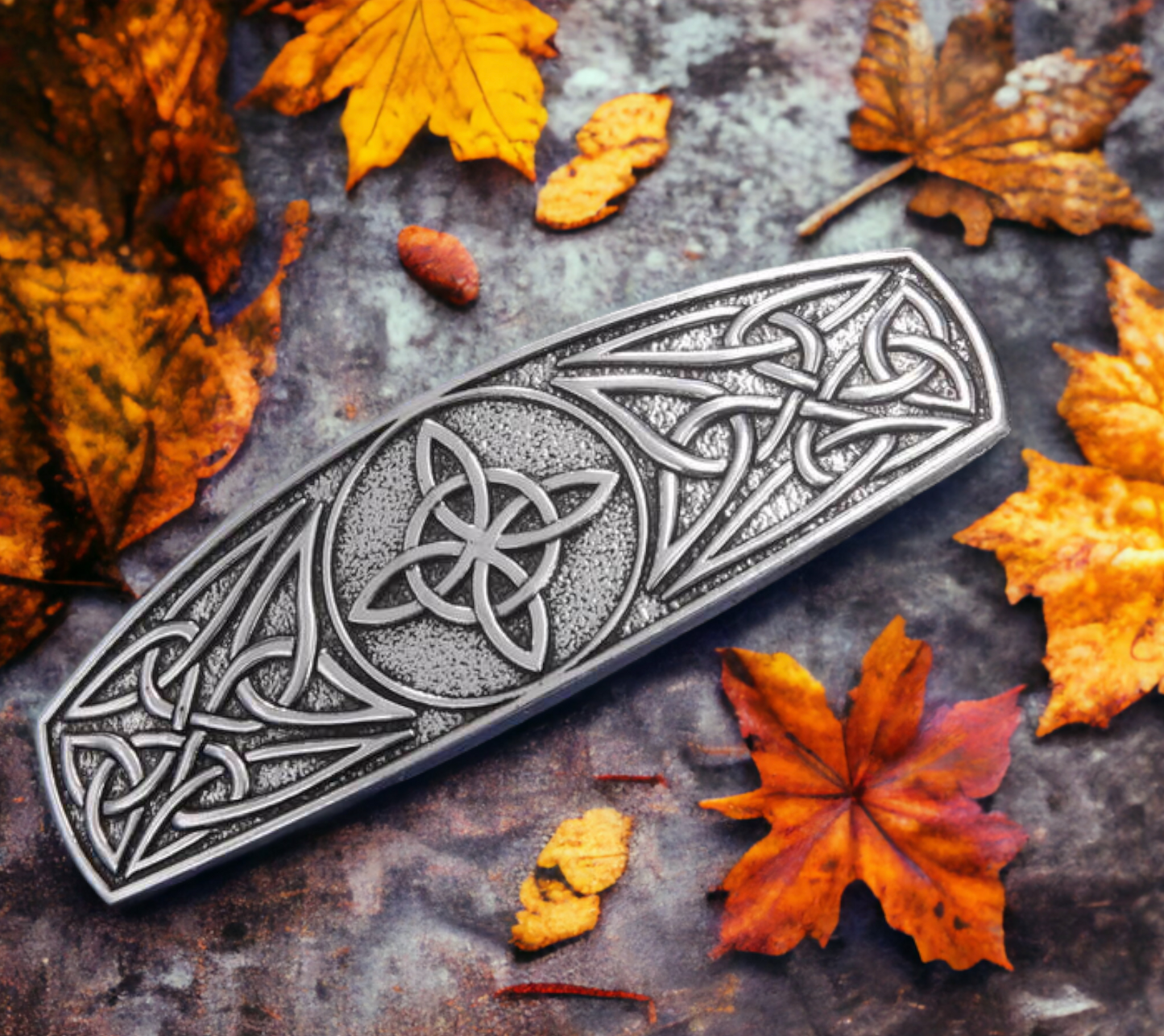 Barrette, Broche à Cheveux Noeud de Sorcière Viking Celtique Amulette de Protection en Métal Couleur Argent Antique Idéal Cadeau Original