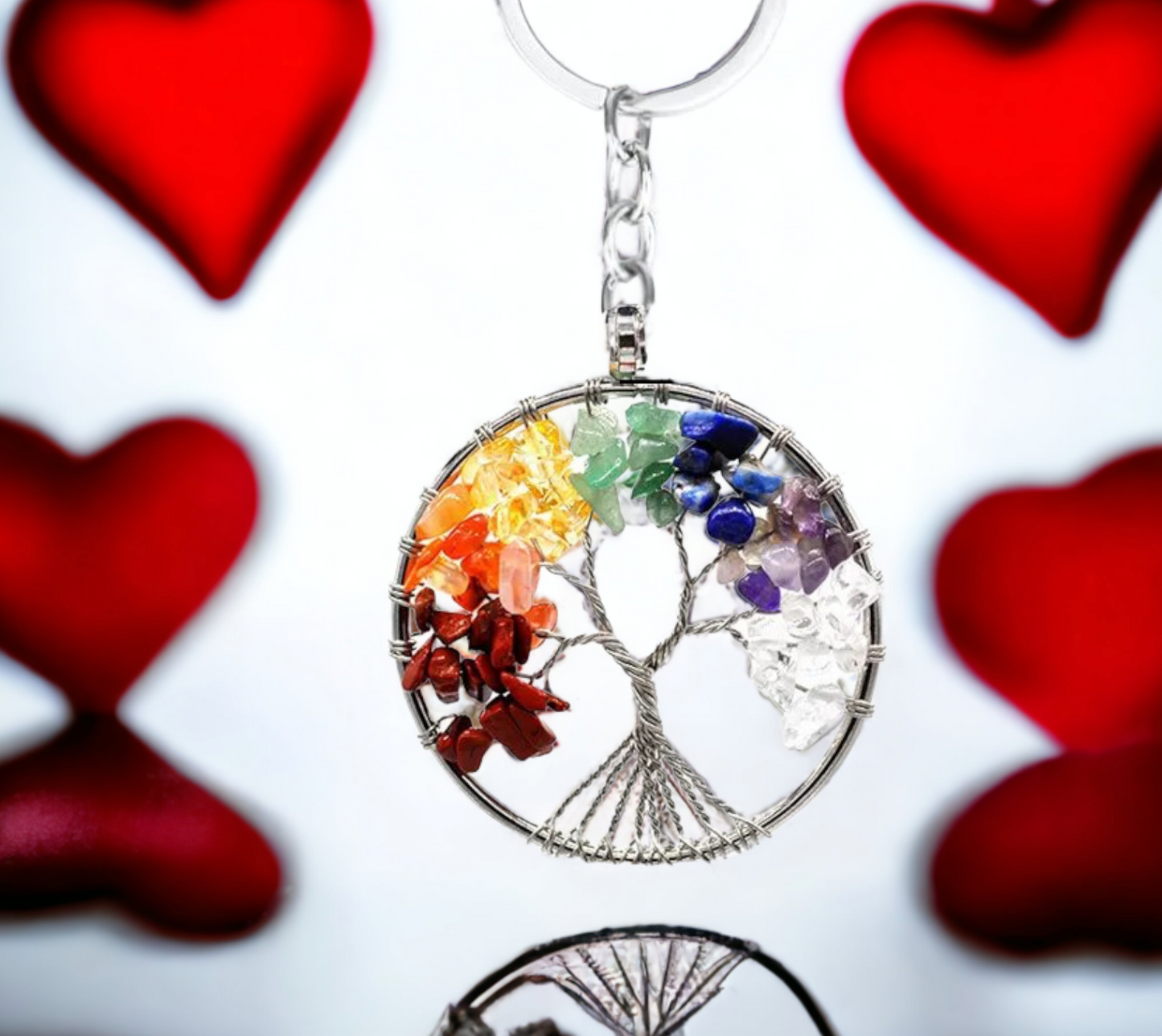 Porte-clés pendentif Arbre de Vie Tree of Life Viking Celtique Pierres de Guérison Accessoire Sac, fait à la main Idéal Cadeau original