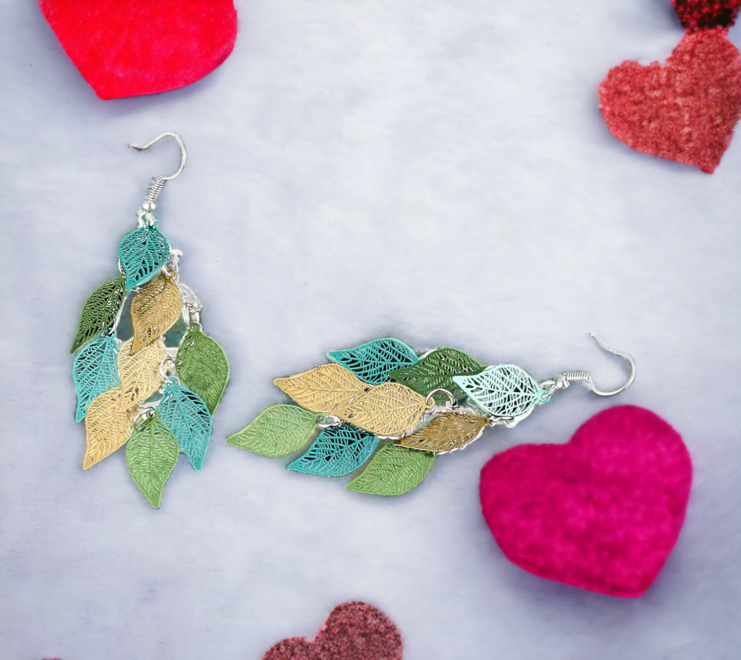 Boucles d'oreilles Pendantes Celtique en forme de feuilles colorées Bijoux Viking de Style Nordique faites à la main Idéal Cadeau