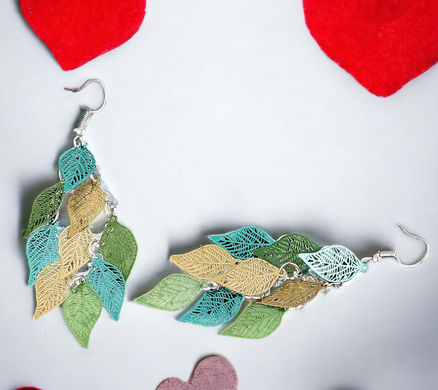 Boucles d'oreilles Pendantes Celtique en forme de feuilles colorées Bijoux Viking de Style Nordique faites à la main Idéal Cadeau