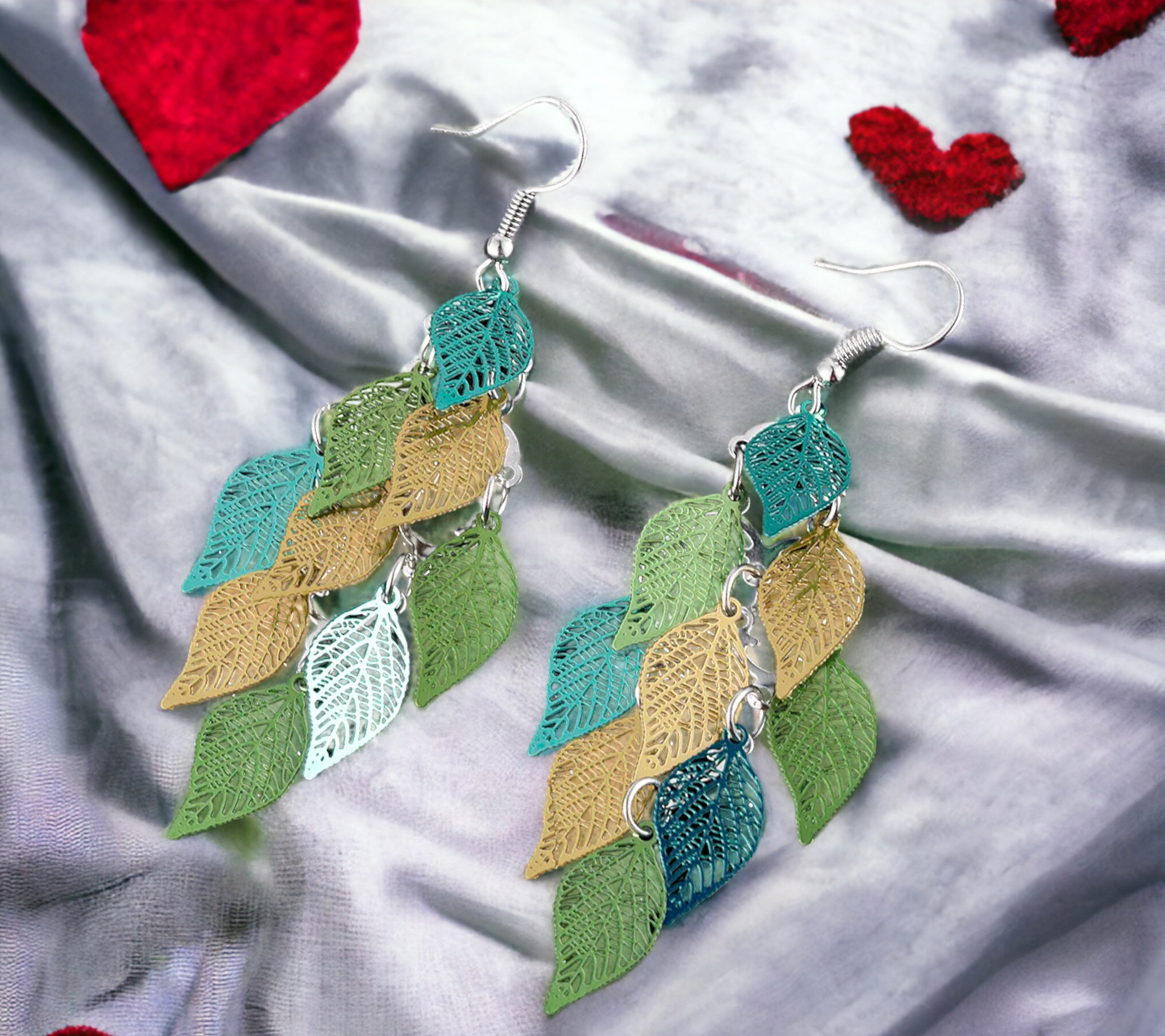 Boucles d'oreilles Pendantes Celtique en forme de feuilles colorées Bijoux Viking de Style Nordique faites à la main Idéal Cadeau