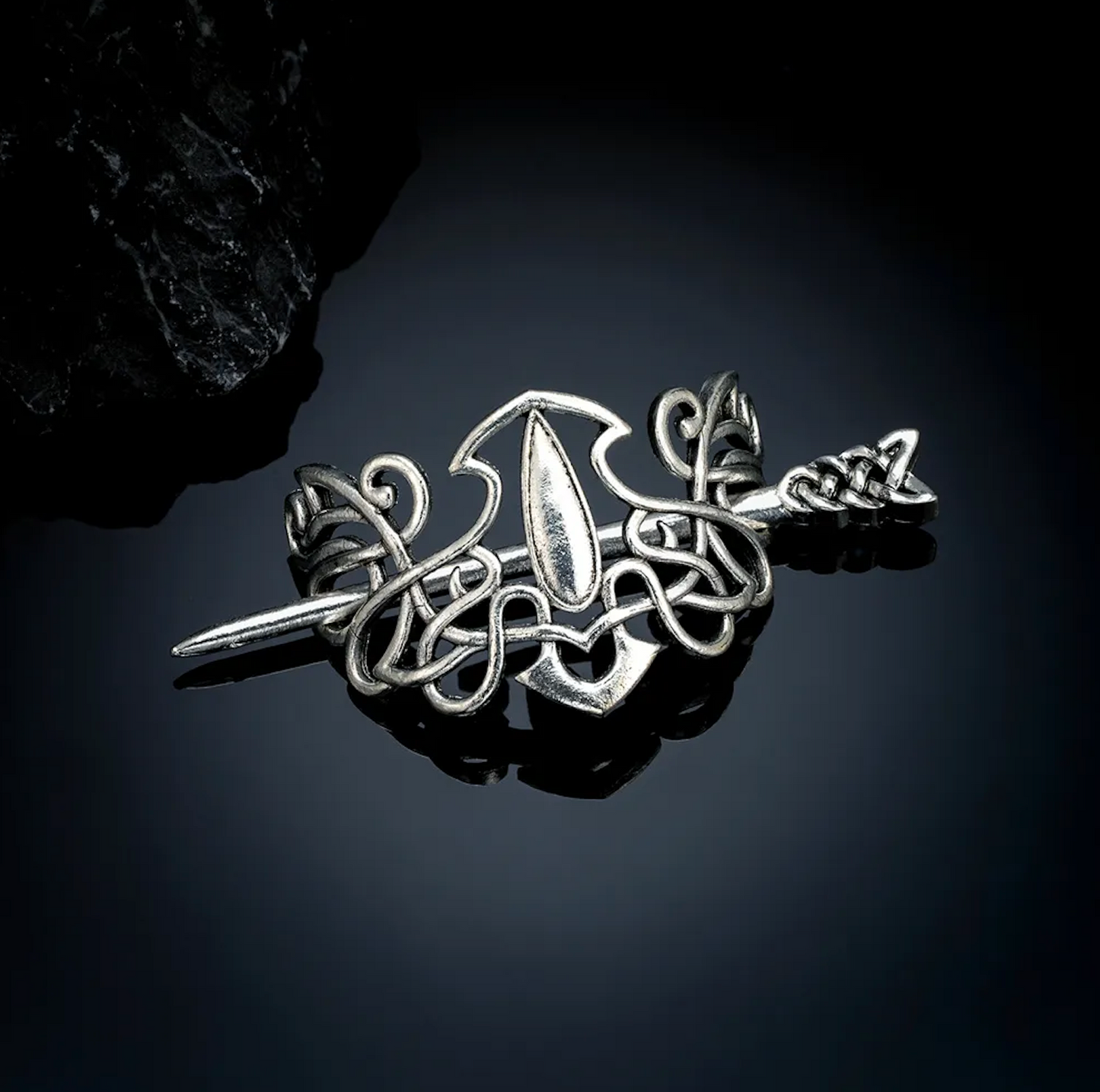 Barrette, Broche à Cheveux Viking en Métal de Style Nordique Celtique Couleur Argent Antique fait à la Main Idéal Cadeau