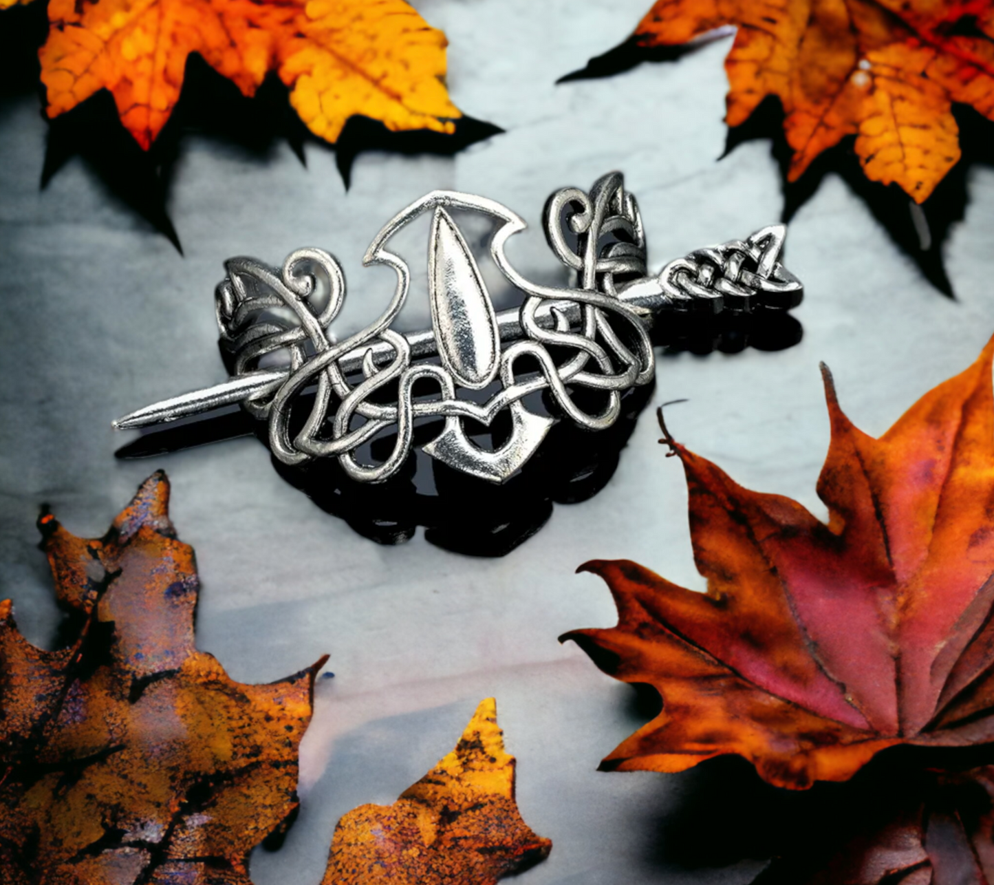 Barrette, Broche à Cheveux Viking en Métal de Style Nordique Celtique Couleur Argent Antique fait à la Main Idéal Cadeau