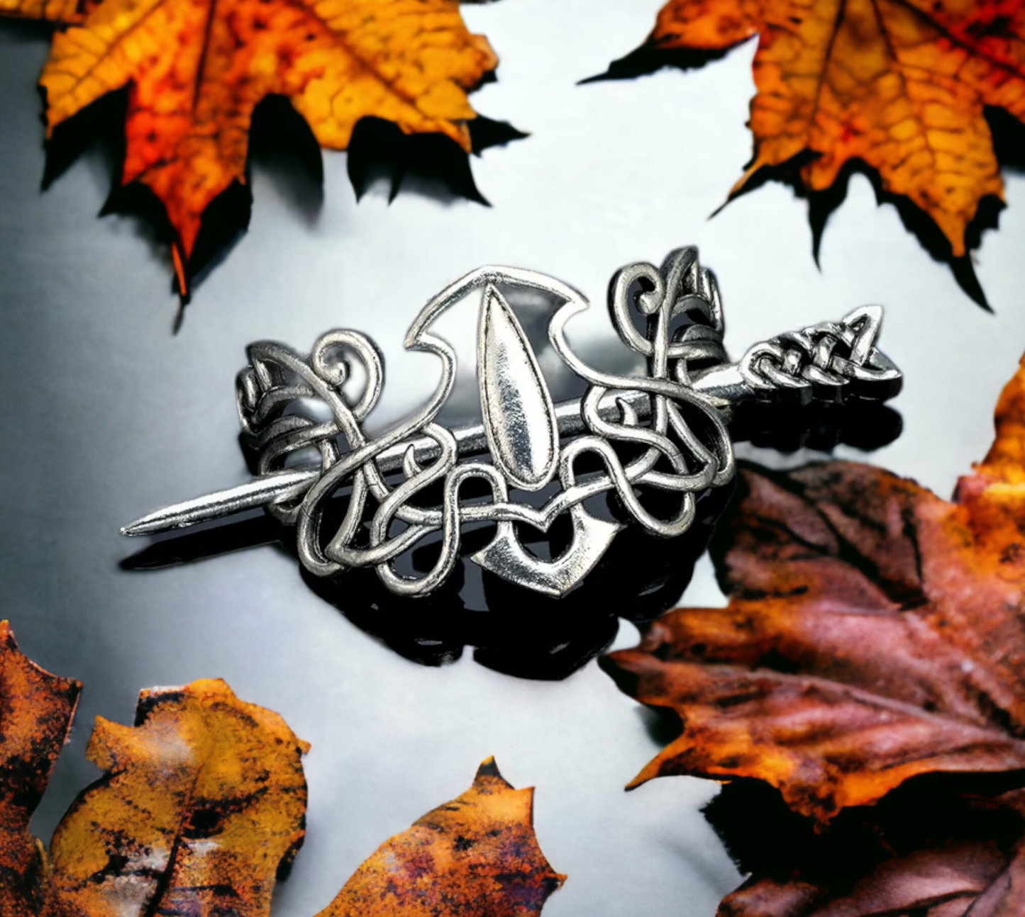 Barrette, Broche à Cheveux Viking en Métal de Style Nordique Celtique Couleur Argent Antique fait à la Main Idéal Cadeau