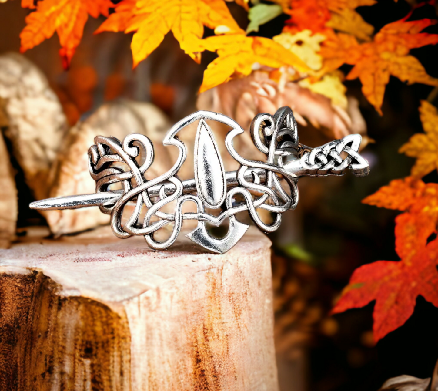 Barrette, Broche à Cheveux Viking en Métal de Style Nordique Celtique Couleur Argent Antique fait à la Main Idéal Cadeau