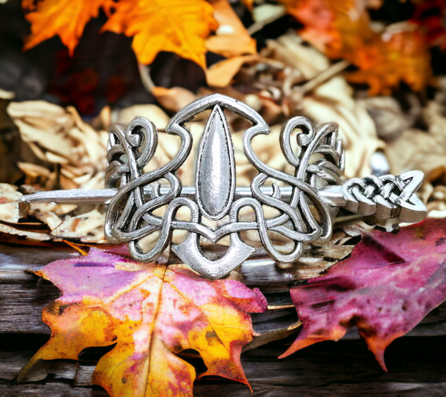 Barrette, Broche à Cheveux Viking en Métal de Style Nordique Celtique Couleur Argent Antique fait à la Main Idéal Cadeau