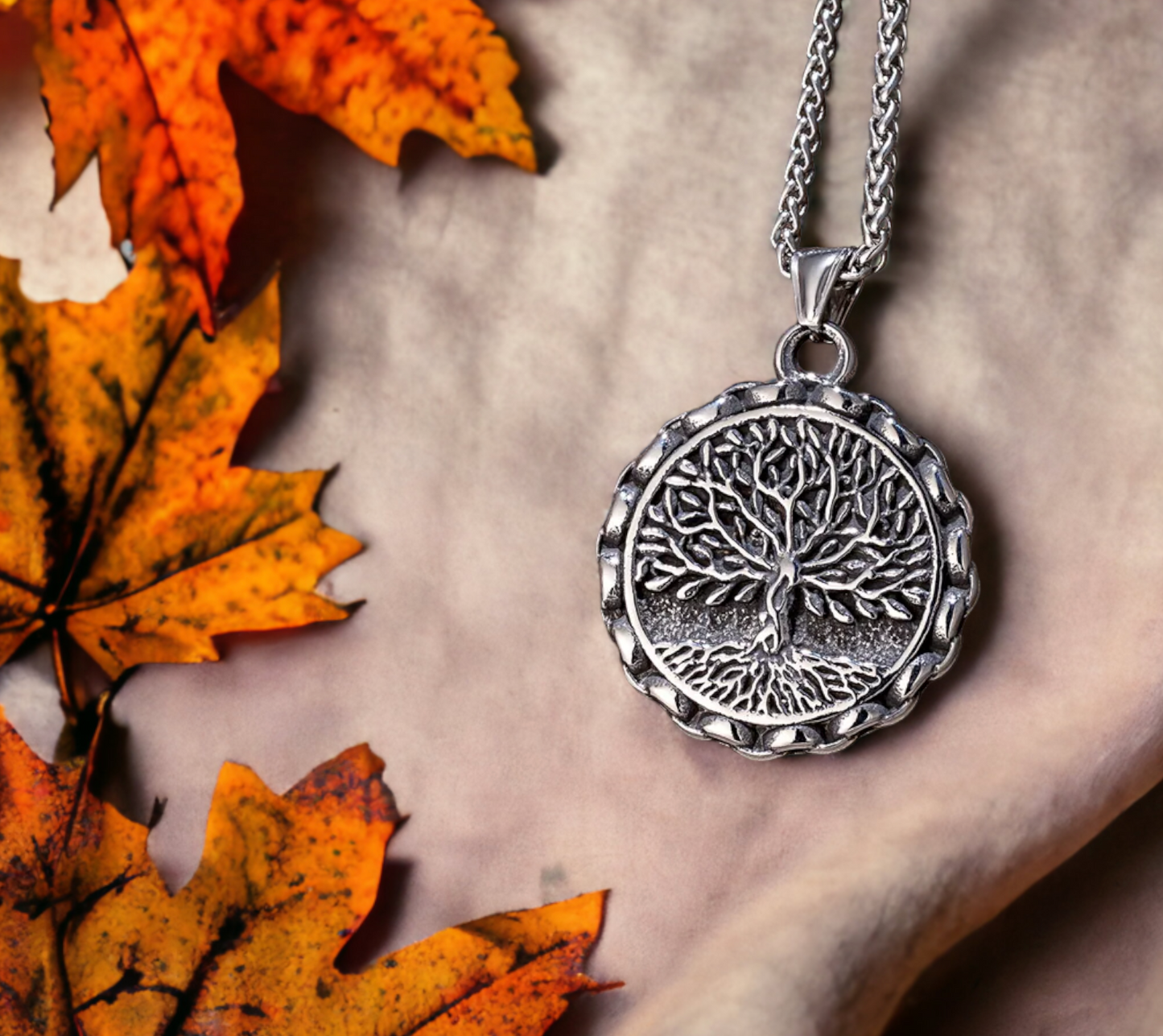 Collier Pendentif Viking Arbre de Vie Tree of Life en Acier Inoxydable fait à la main Celtique Nordique Idéal Cadeau Homme Cadeau Original