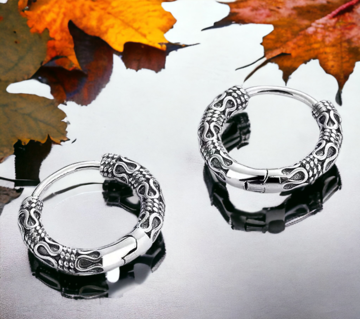 Boucles d'oreilles Créoles style Viking. Bijoux Viking, de Style Nordique, Celtique, Boucles d'oreilles femme, faites à la main Idéal Cadeau