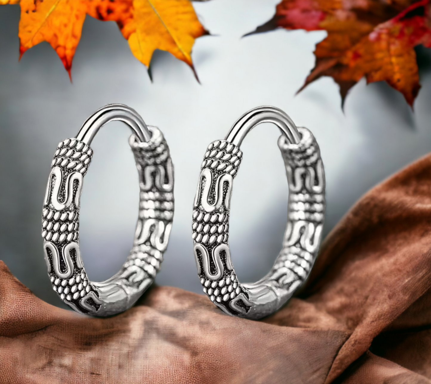 Boucles d'oreilles Créoles style Viking. Bijoux Viking, de Style Nordique, Celtique, Boucles d'oreilles femme, faites à la main Idéal Cadeau