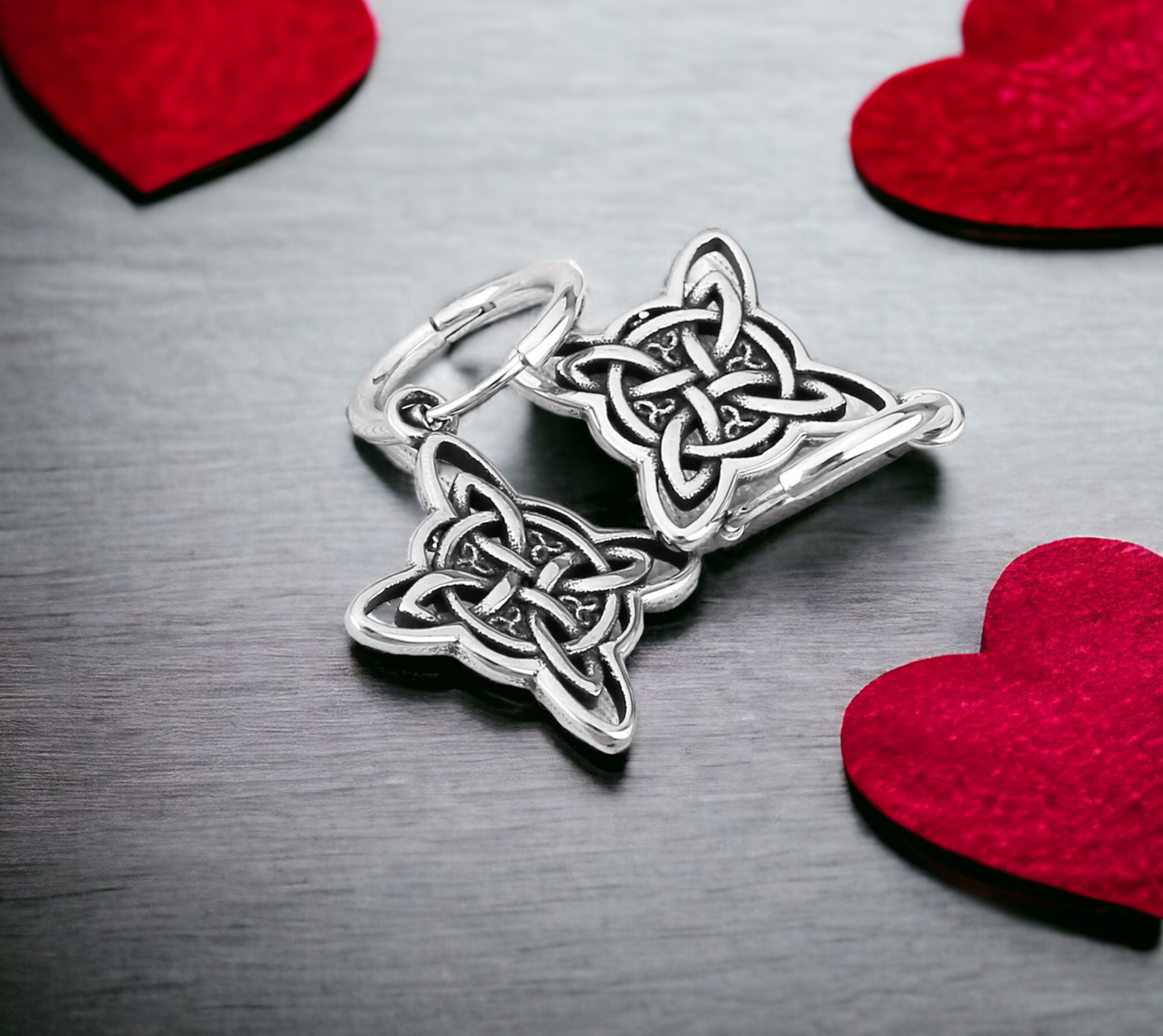 Boucles d'oreilles Celtique Noeud de Sorcière et Triquetra Talisman de Protection Cadeau de Sorcellerie Wicca Bijoux fait à la main