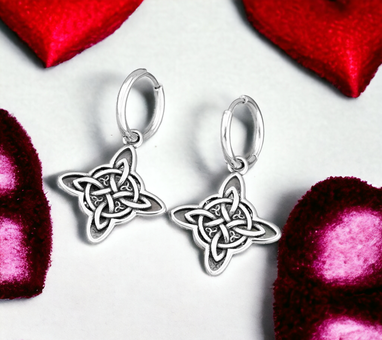 Boucles d'oreilles Celtique Noeud de Sorcière et Triquetra Talisman de Protection Cadeau de Sorcellerie Wicca Bijoux fait à la main