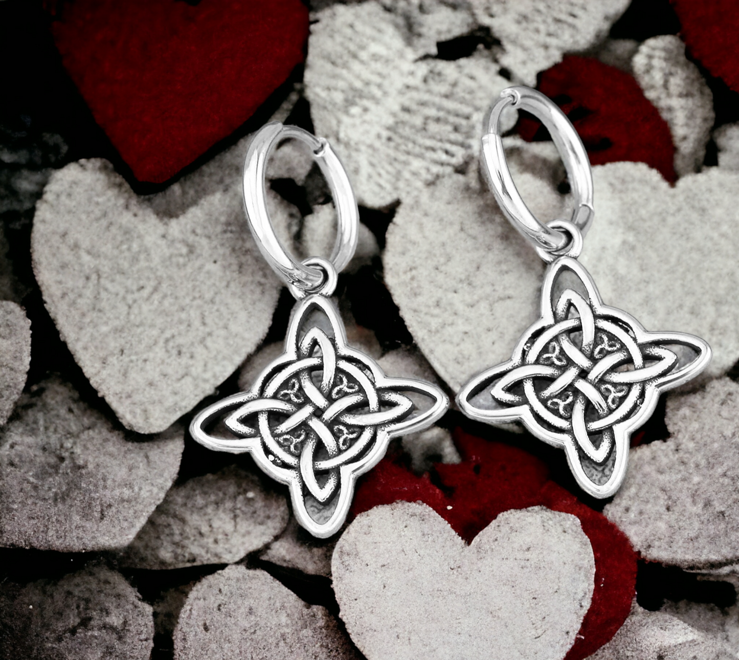 Boucles d'oreilles Celtique Noeud de Sorcière et Triquetra Talisman de Protection Cadeau de Sorcellerie Wicca Bijoux fait à la main