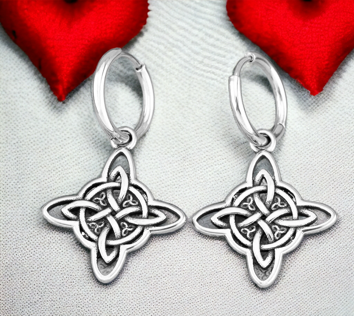 Boucles d'oreilles Celtique Noeud de Sorcière et Triquetra Talisman de Protection Cadeau de Sorcellerie Wicca Bijoux fait à la main