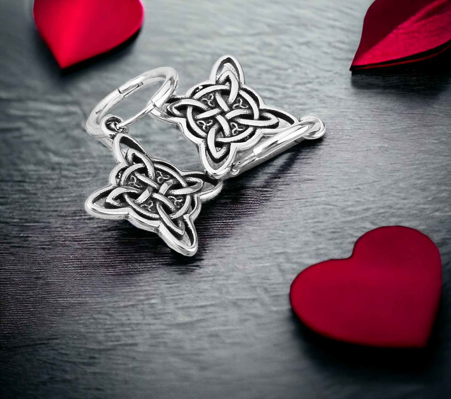 Boucles d'oreilles Celtique Noeud de Sorcière et Triquetra Talisman de Protection Cadeau de Sorcellerie Wicca Bijoux fait à la main