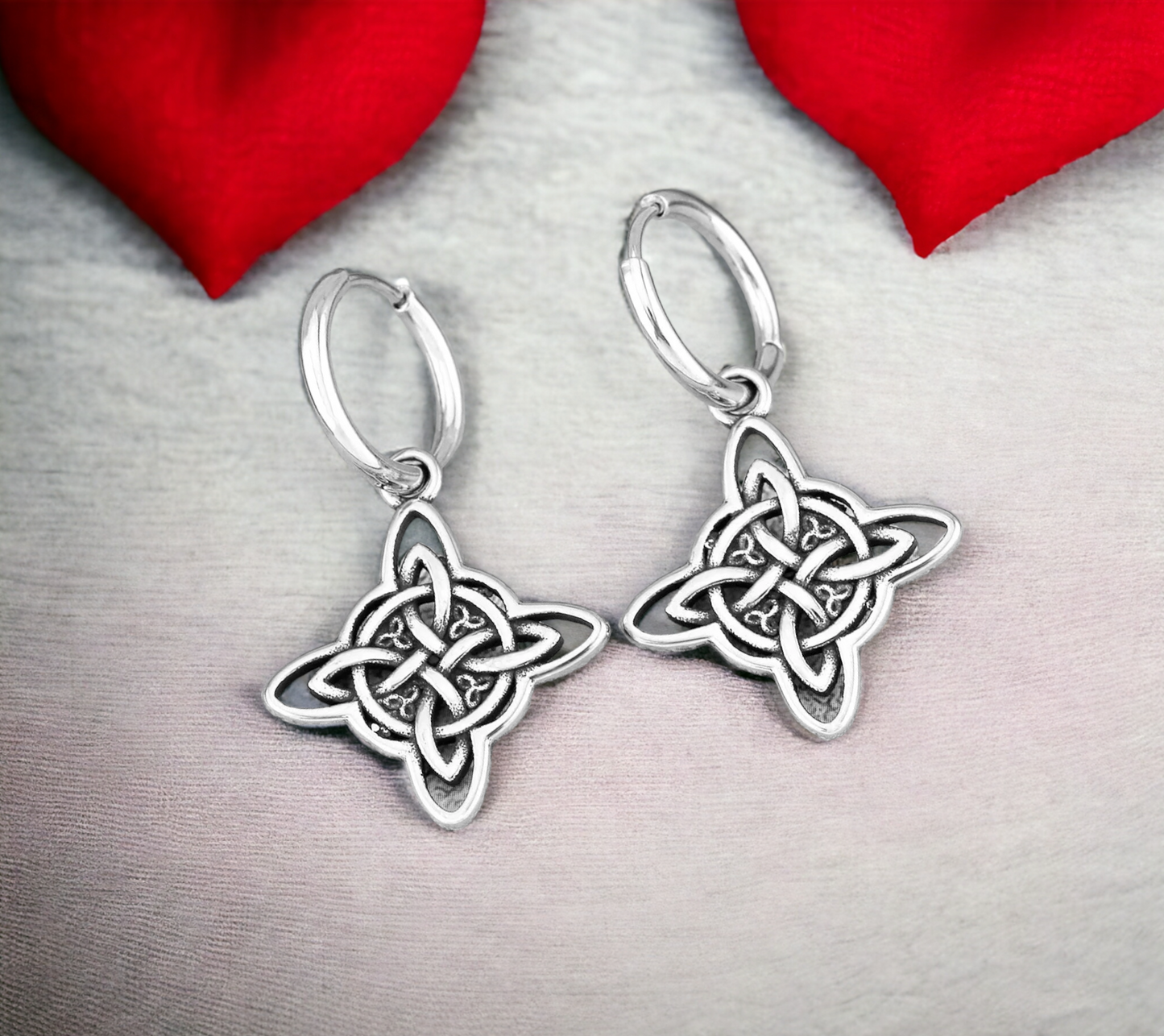 Boucles d'oreilles Celtique Noeud de Sorcière et Triquetra Talisman de Protection Cadeau de Sorcellerie Wicca Bijoux fait à la main