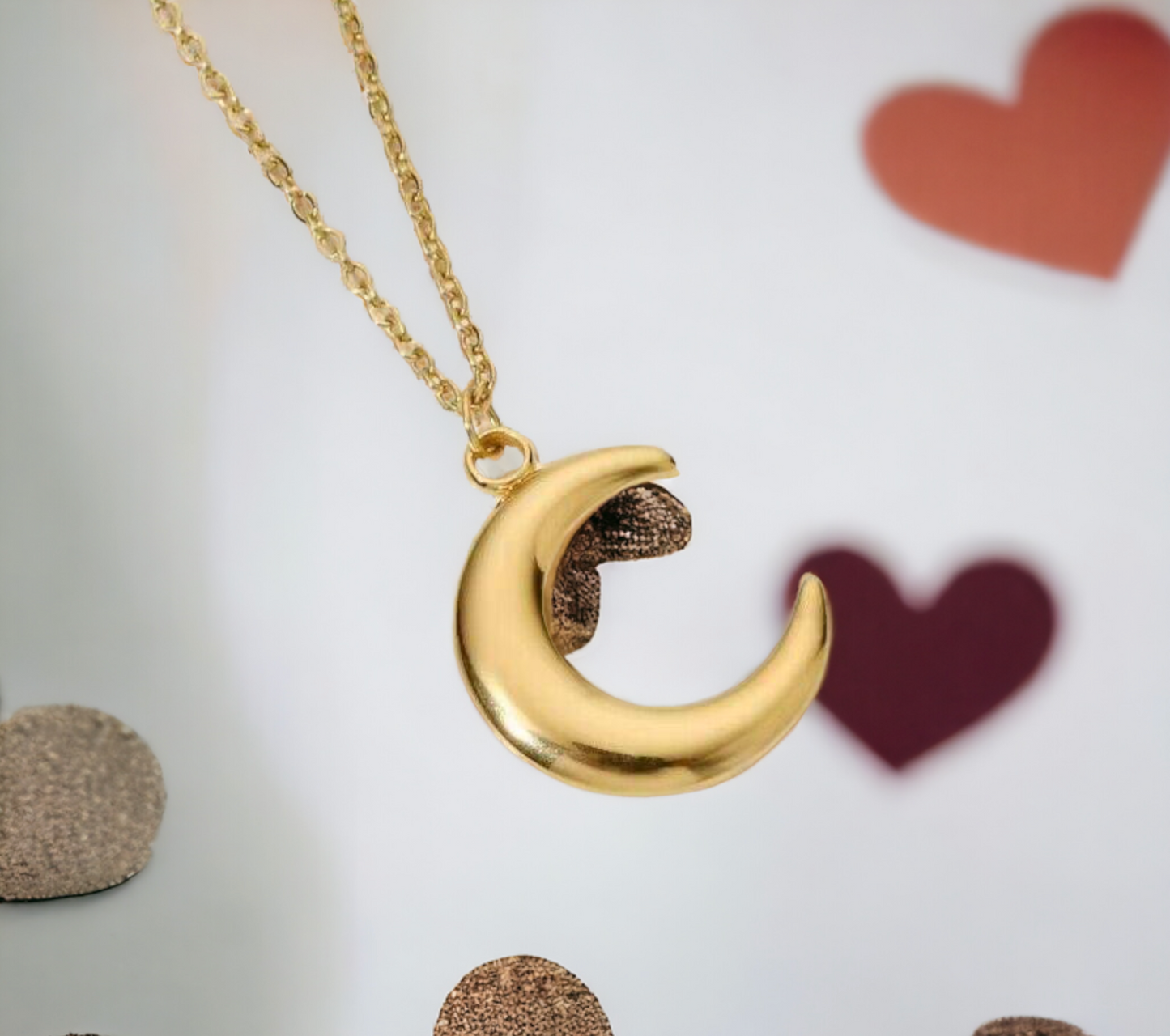 Collier Pendentif Lune Celtique couleur Or Talisman de Protection Cadeau de Sorcellerie fait à la main Cadeau Original Idéal Cadeau