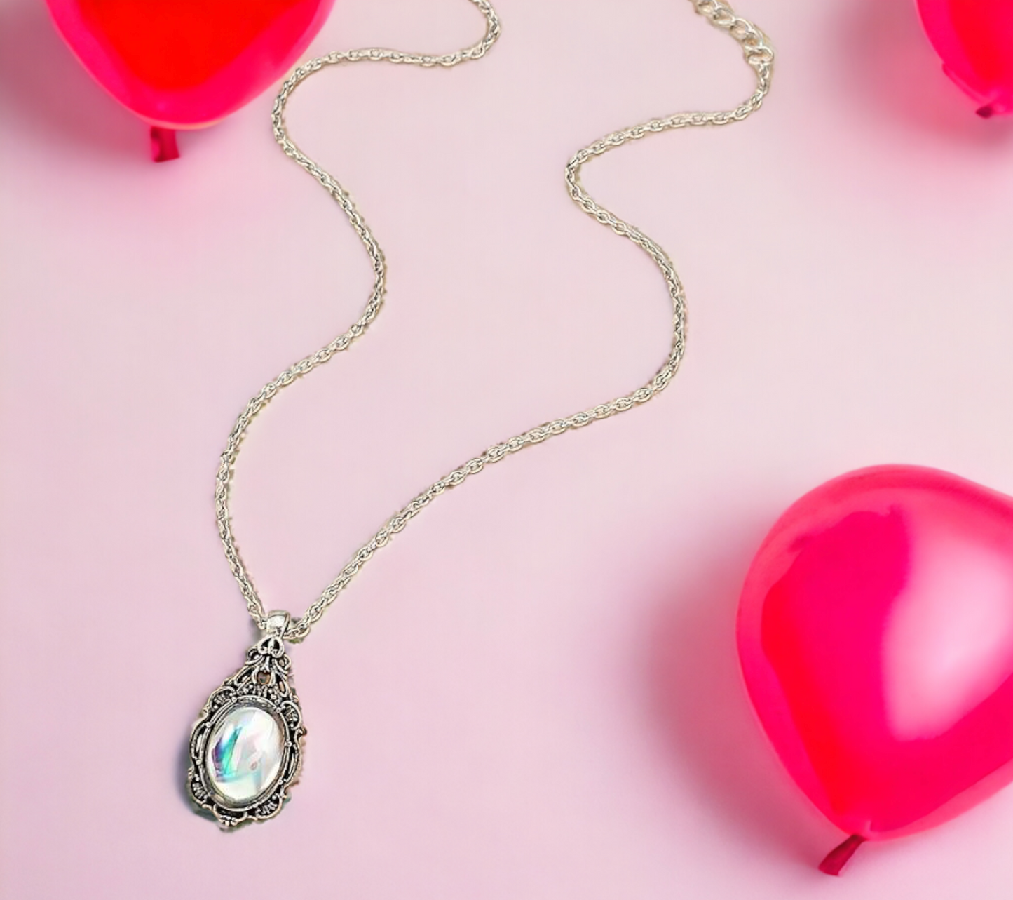 Collier Pendentif Nordique en Pierre de Lune Gemme artificielle en Forme de Goutte d'eau fait à la main - Cadeau Original Idéal Cadeau Femme