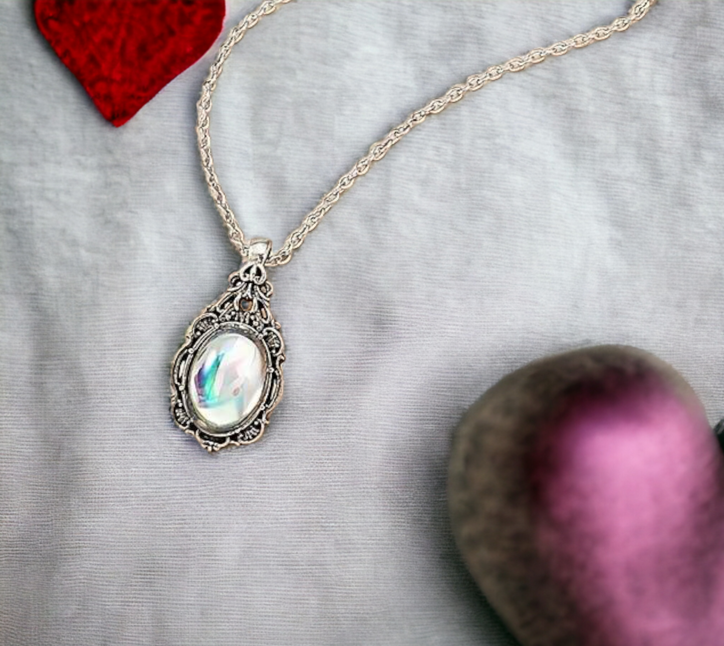 Collier Pendentif Nordique en Pierre de Lune Gemme artificielle en Forme de Goutte d'eau fait à la main - Cadeau Original Idéal Cadeau Femme