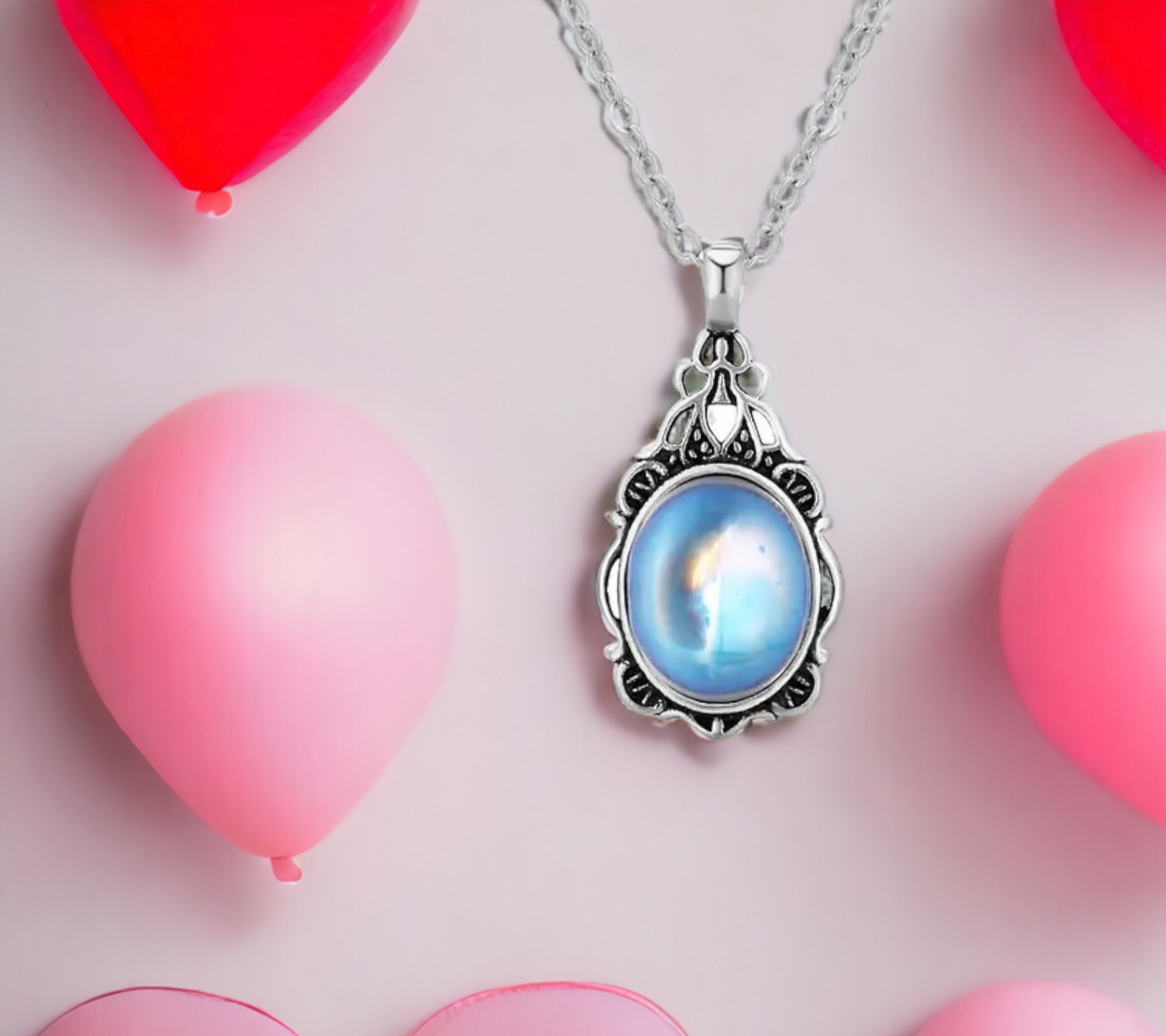 Collier Pendentif Nordique en Pierre de Lune Gemme artificielle en Forme de Goutte d'eau fait à la main - Cadeau Original Idéal Cadeau Femme