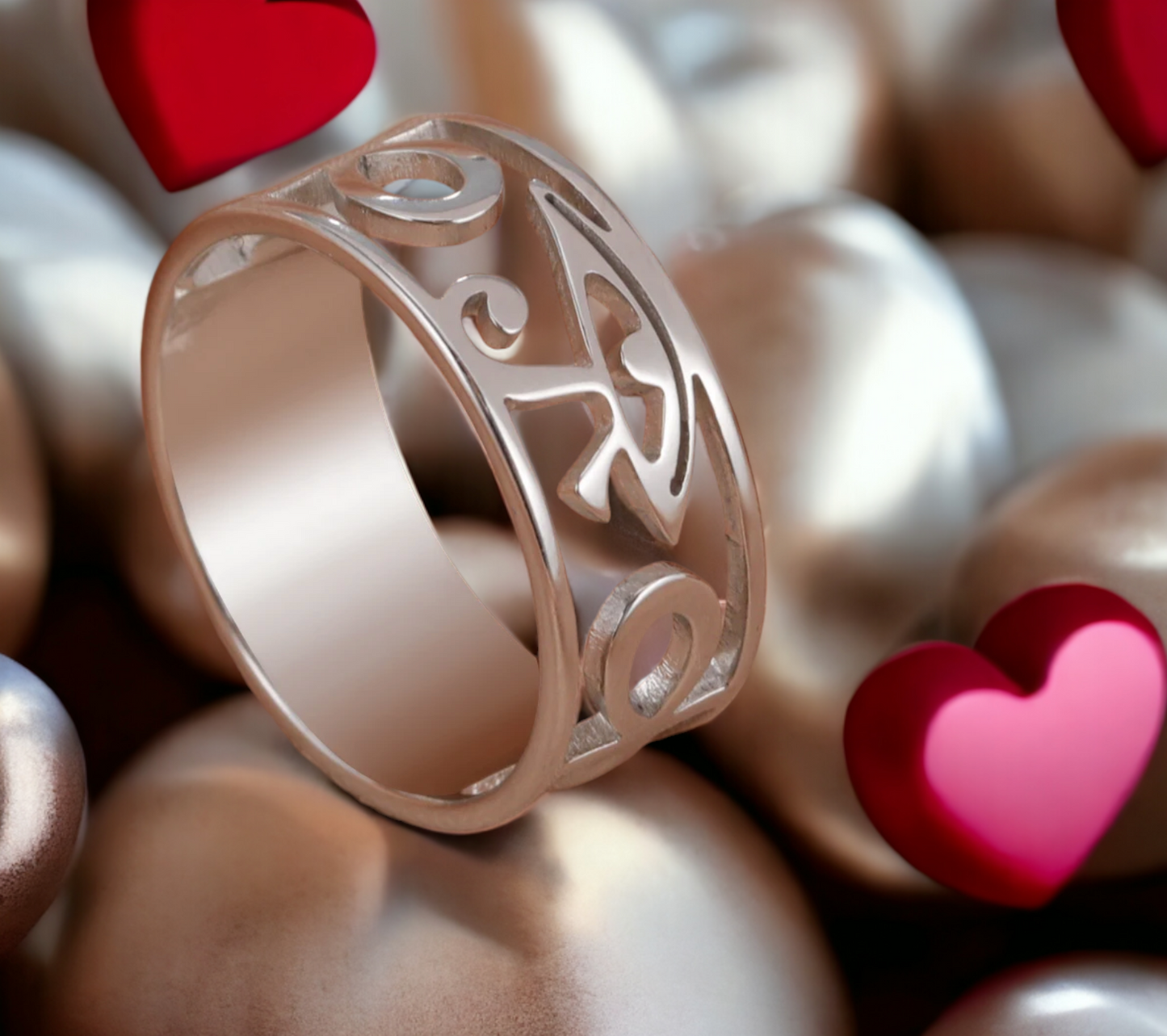 Bague Oeil d'Horus Amulette Egyptienne Couleur Argent en Acier Inoxydable fait à la main Cadeau Original Idéal Cadeau