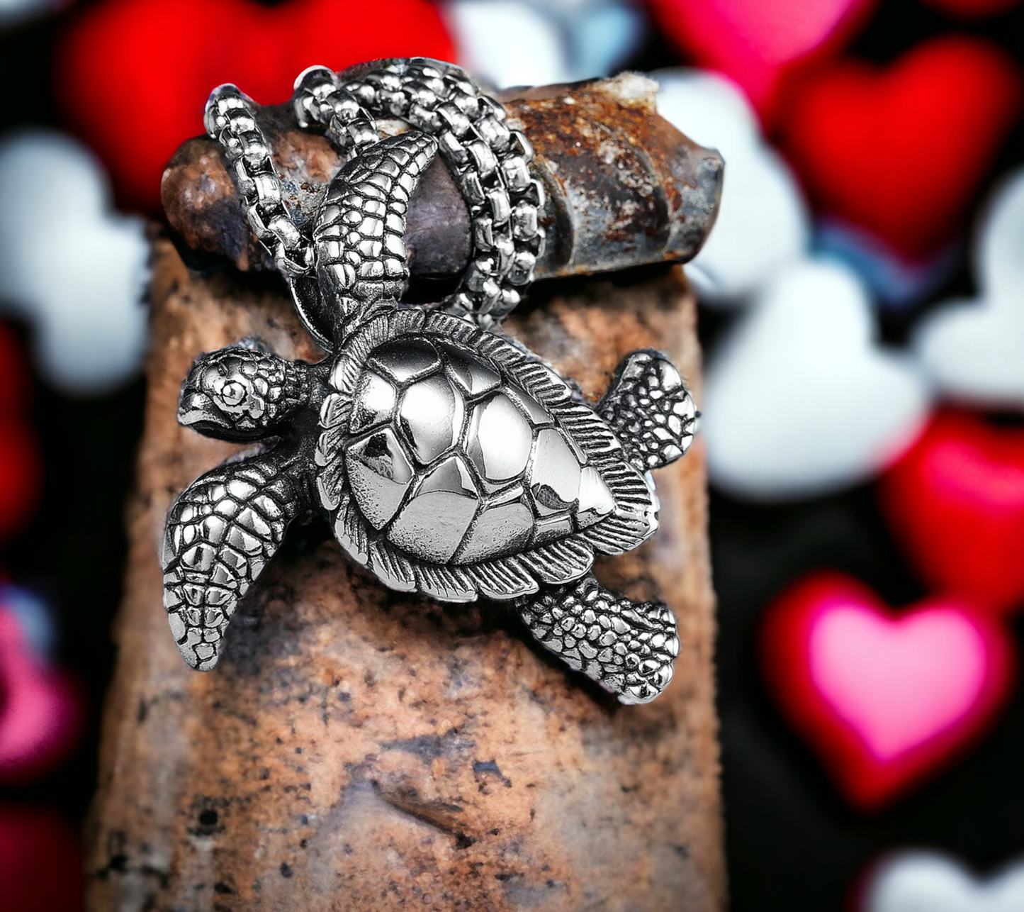 Collier Pendentif Tortue Hawaïenne Honu Amulette de Protection en Acier Inoxydable fait à la main Cadeau Original Idéal Cadeau