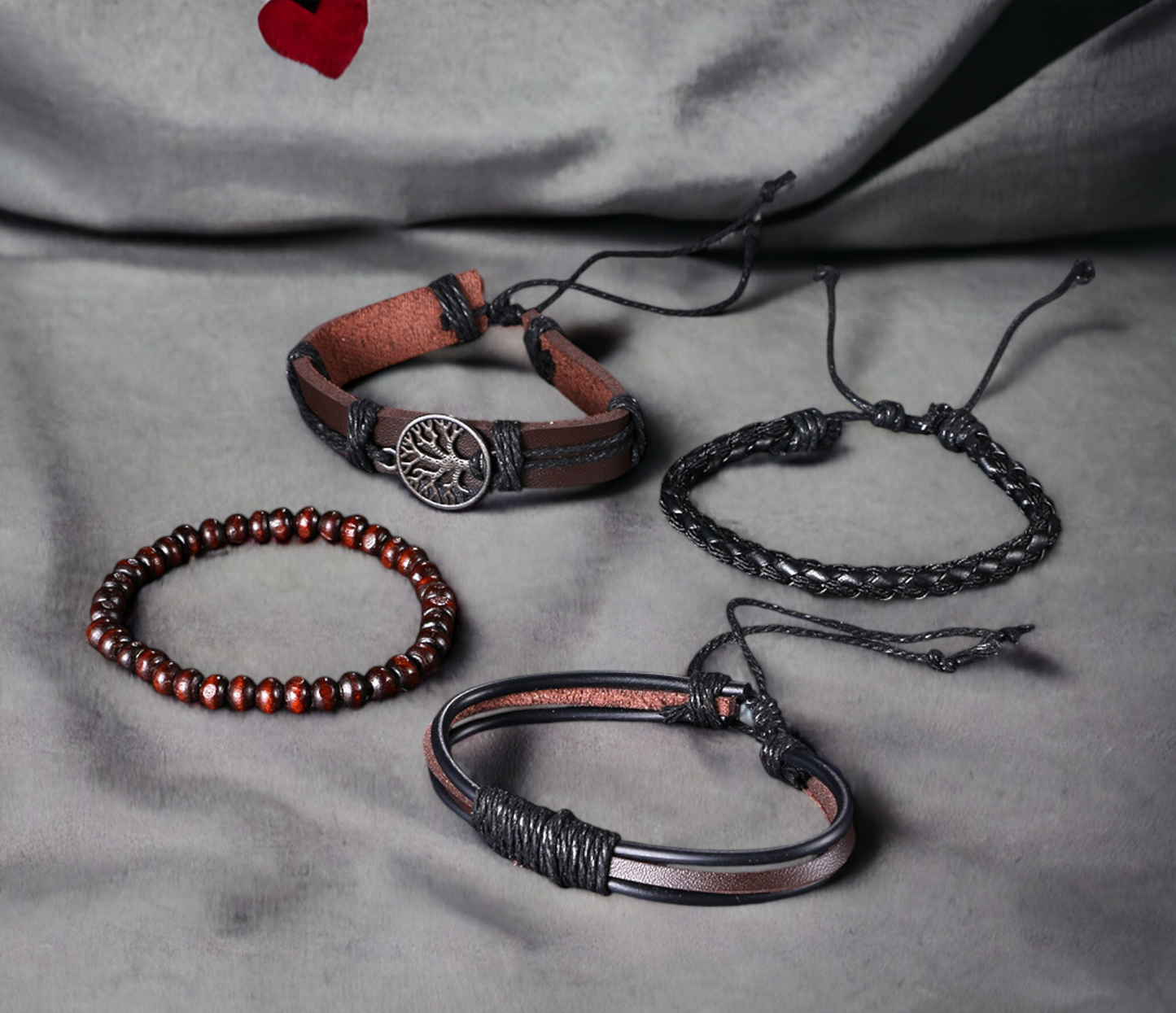 Bracelets Réglables en Cuir et Perles Arbre de Vie pour Homme Tree of Life Ideal Cadeau Original