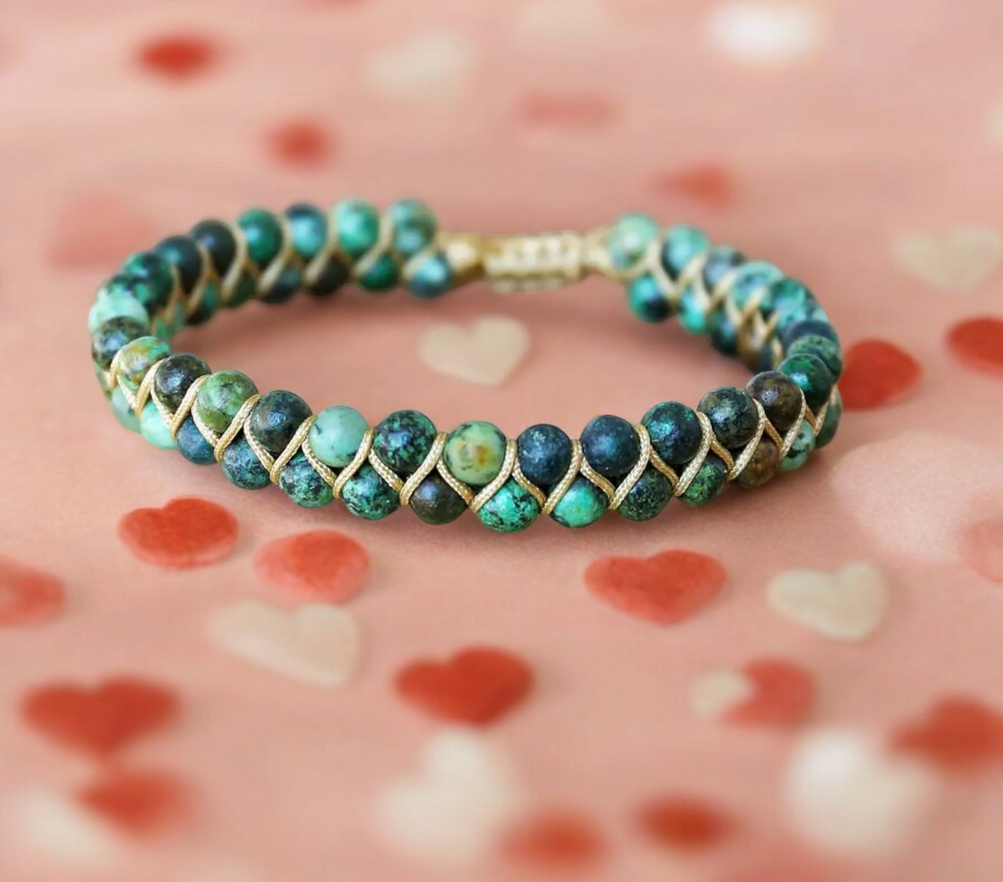 Bracelet Ajustable en pierre Naturelle Perles Turquoise Africaines, fait à la main Idéal Cadeau Original pour Femme
