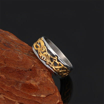 Bague Viking Jormungandr - Serpent Midgard en Acier Inoxydable - Couleur Or et Argent