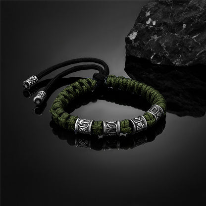 Bracelet Réglable Runes Viking et Paracorde Couleur Vert Idéal Cadeau