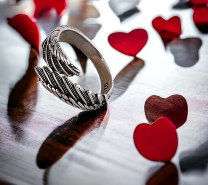 Bague Celtique en forme d'Ailes D'Ange - Redimentionnable - en Argent Sterling 925 Anneaux Nordique Celtique Idéal Cadeau Femme