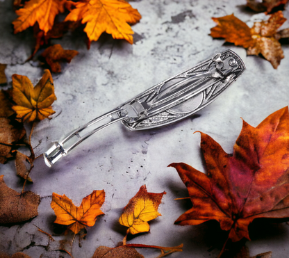 Barrette, Broche à Cheveux Noeud de Sorcière Viking Celtique Amulette de Protection en Métal Couleur Argent Antique Idéal Cadeau Original