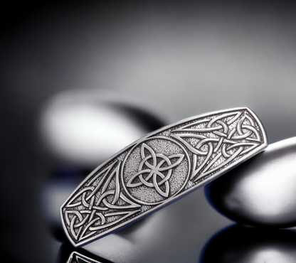 Barrette, Broche à Cheveux Noeud de Sorcière Viking Celtique Amulette de Protection en Métal Couleur Argent Antique Idéal Cadeau Original