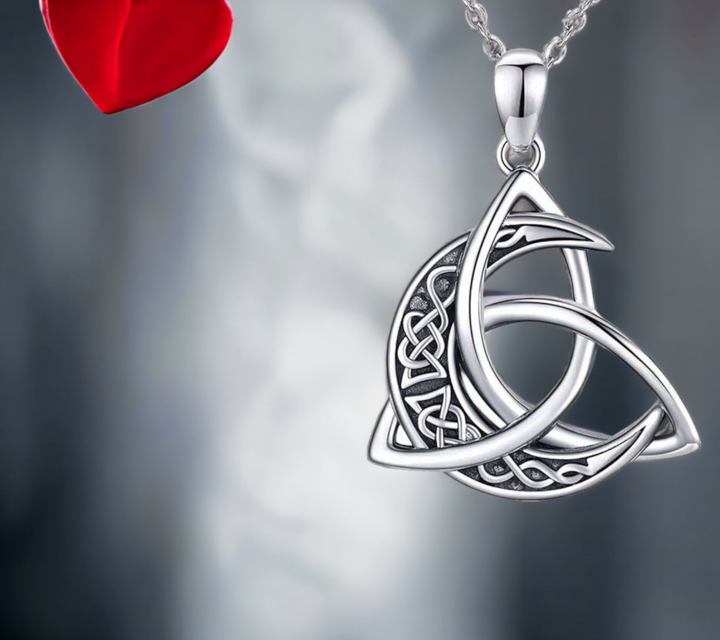 Collier Lune Celtique et Triquetra Talisman de Protection Cadeau de Sorcellerie Païenne Wicca Bijoux Wicca fait à la main Idéal Cadeau