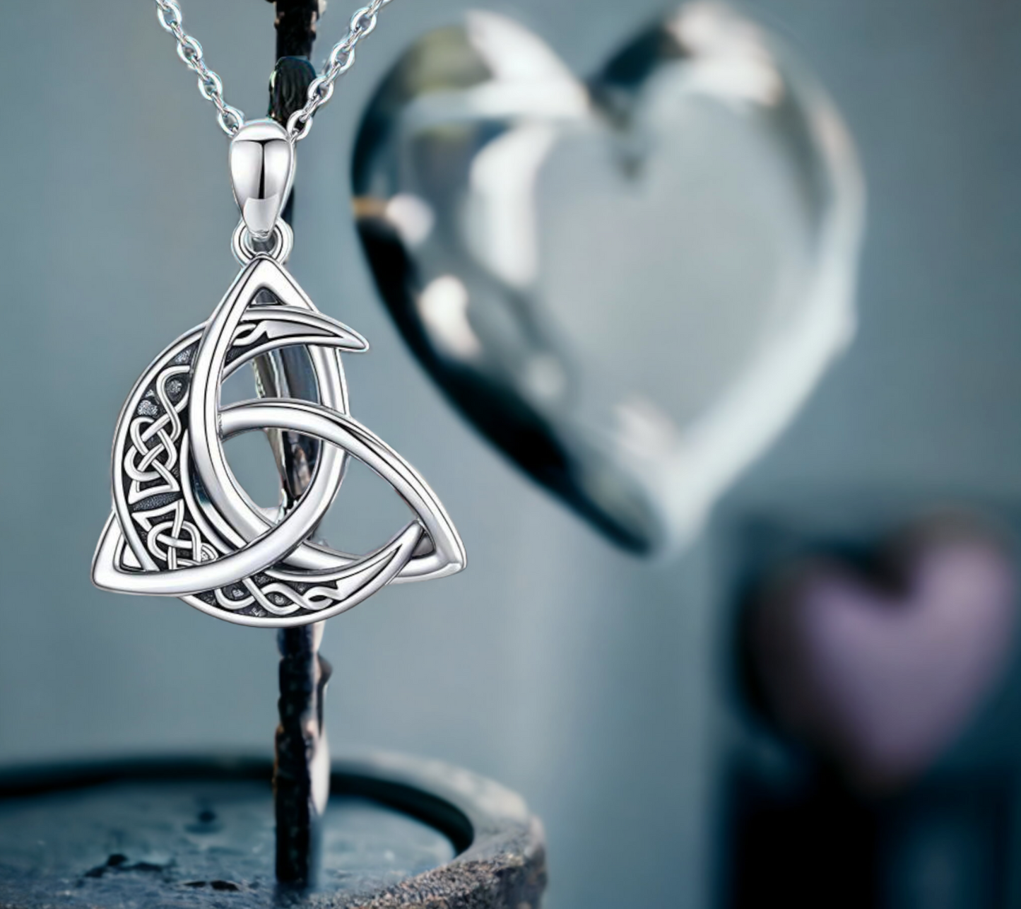 Collier Lune Celtique et Triquetra Talisman de Protection Cadeau de Sorcellerie Païenne Wicca Bijoux Wicca fait à la main Idéal Cadeau