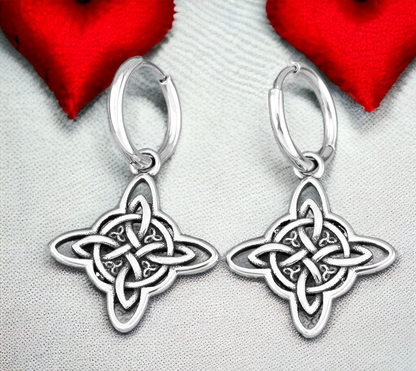 Boucles d'oreilles Celtique Noeud de Sorcière et Triquetra Talisman de Protection Cadeau de Sorcellerie Wicca Bijoux fait à la main