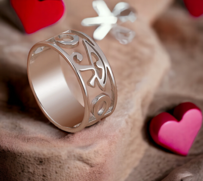 Bague Oeil d'Horus Amulette Egyptienne Couleur Argent en Acier Inoxydable fait à la main Cadeau Original Idéal Cadeau